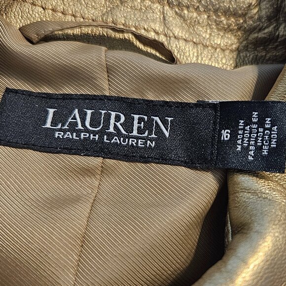NWT Lauren Ralph Lauren Women's Metallic Leather Peacoat Size 16 - Picture 9 of 14